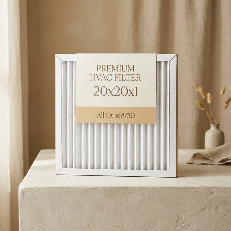 Premium HVAC Filter 20x20x1 on concrete pedestal