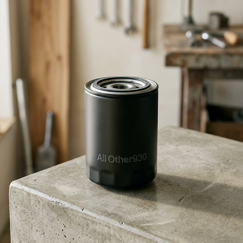 High-Performance Spin-On Oil Filter on concrete block