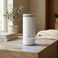 Smart Tower Air Purifier with HEPA on concrete bench