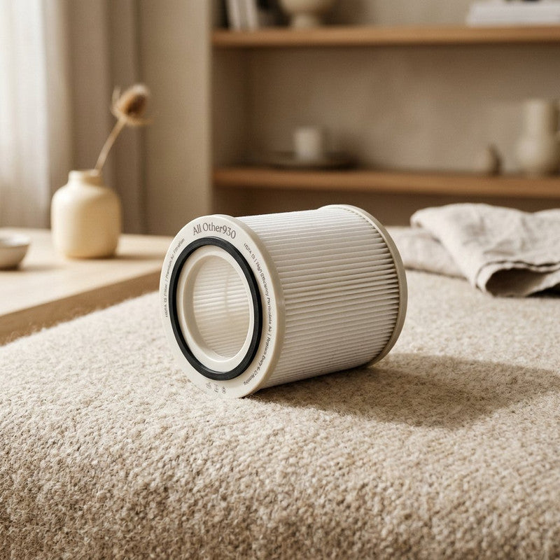 HEPA Vacuum Cleaner Canister Filter on carpet