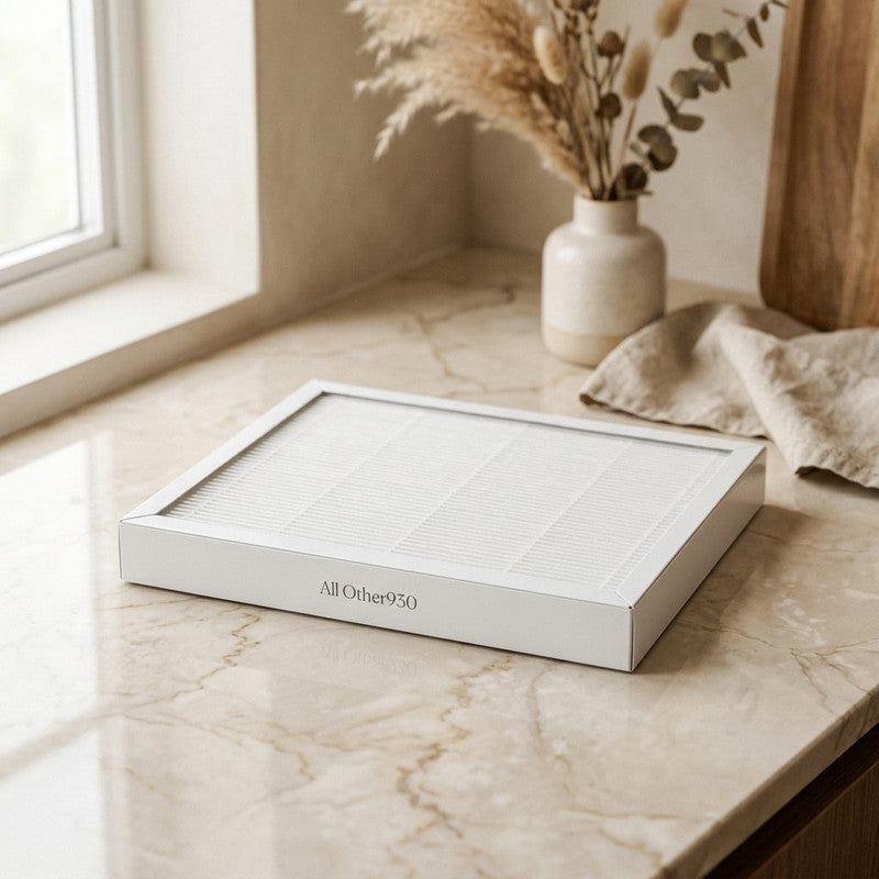 Premium Flat Panel Air Filter 20x25x1 on marble surface